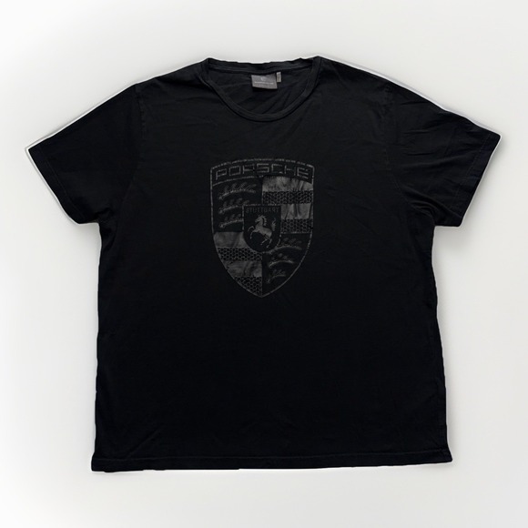 Porsche Stuttgart Black Distressed Tee Men's 2XL Official T-Shirt Car Racing